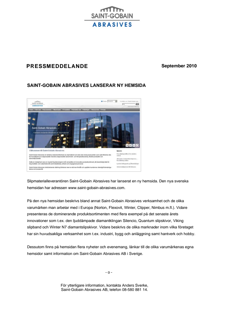 Saint-Gobain Abrasives lanserar ny hemsida