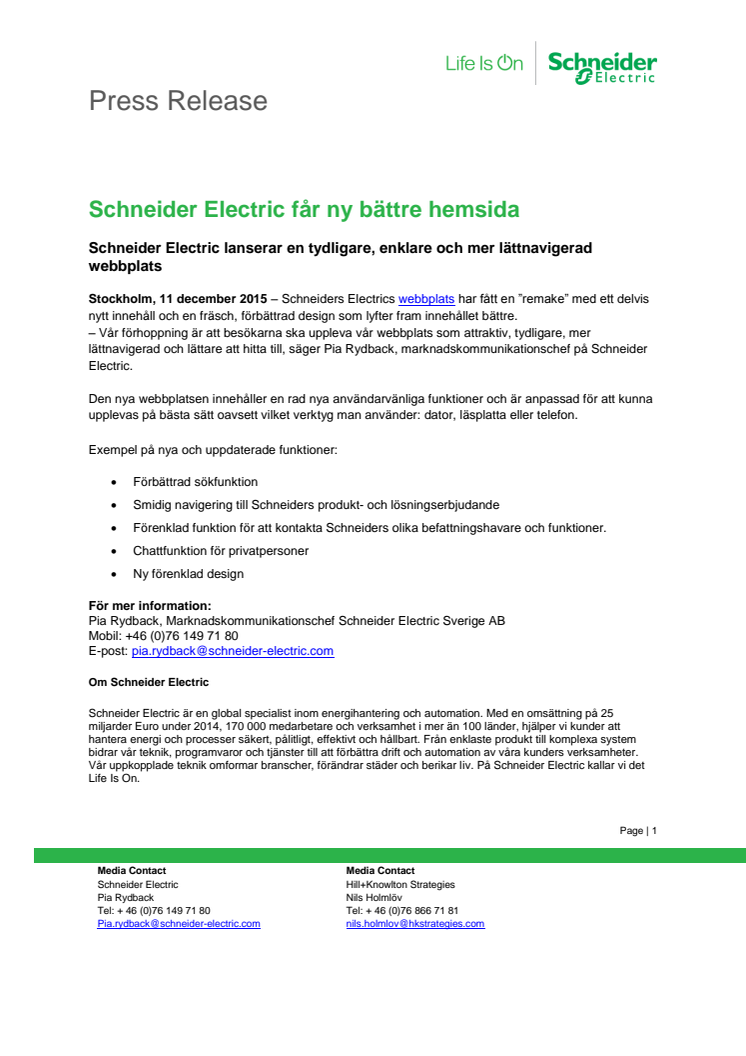 Schneider Electric får ny bättre hemsida
