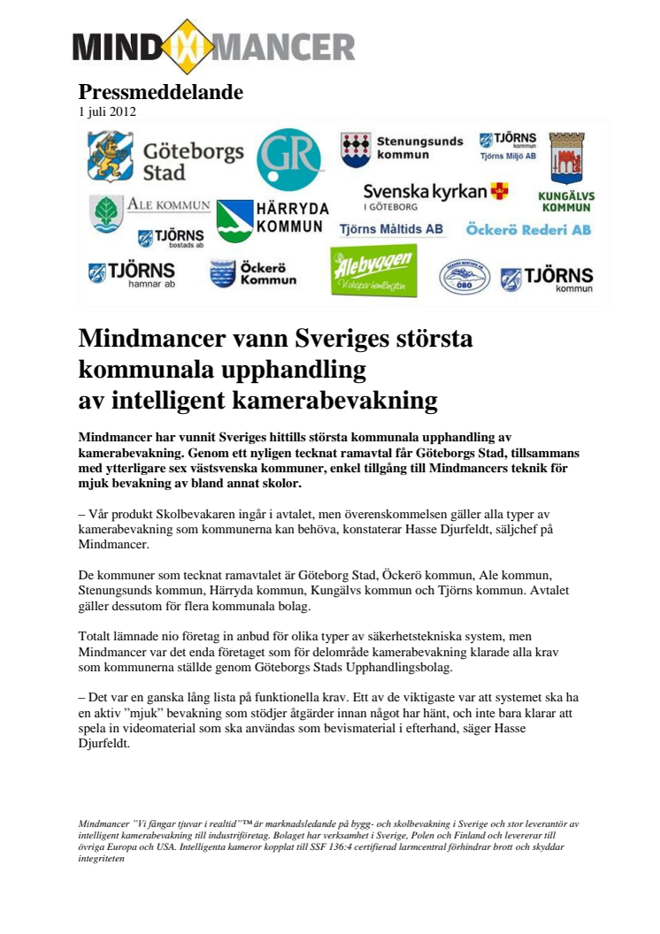 Mindmancer vann Sveriges största kommunala upphandling  av intelligent kamerabevakning 