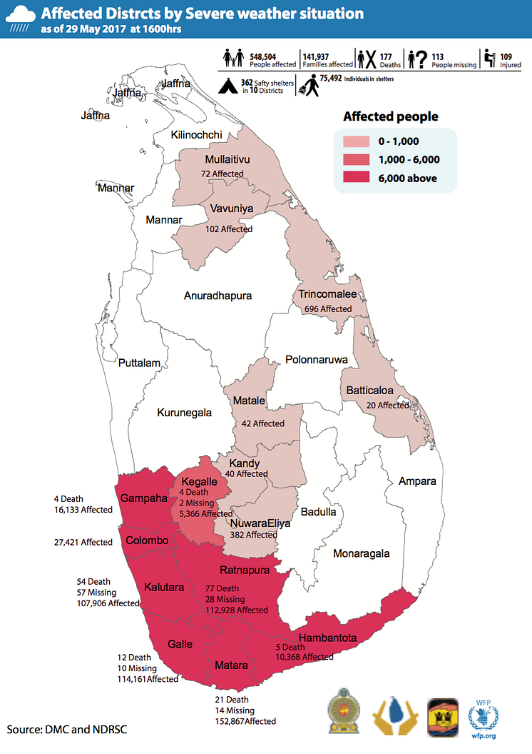 Flomoppdatering Sri Lanka 29. mai 2017