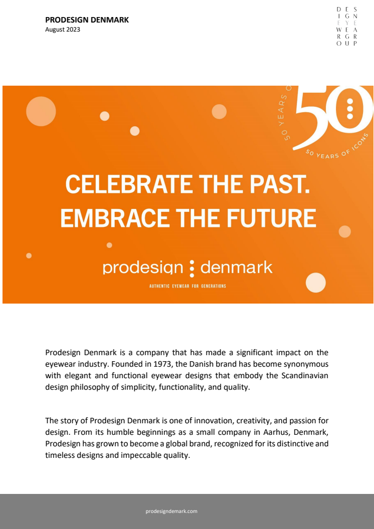 PRODESIGN - CELEBRATE THE PAST. EMBRACE THE FUTURE