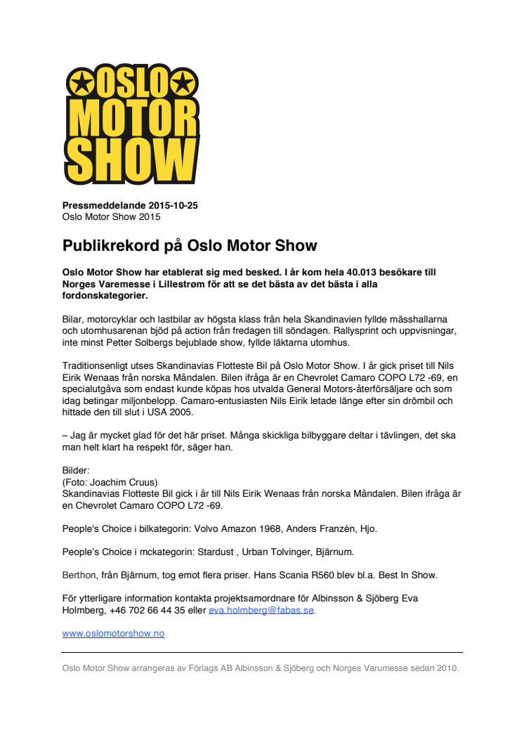 Publikrekord på Oslo Motor Show
