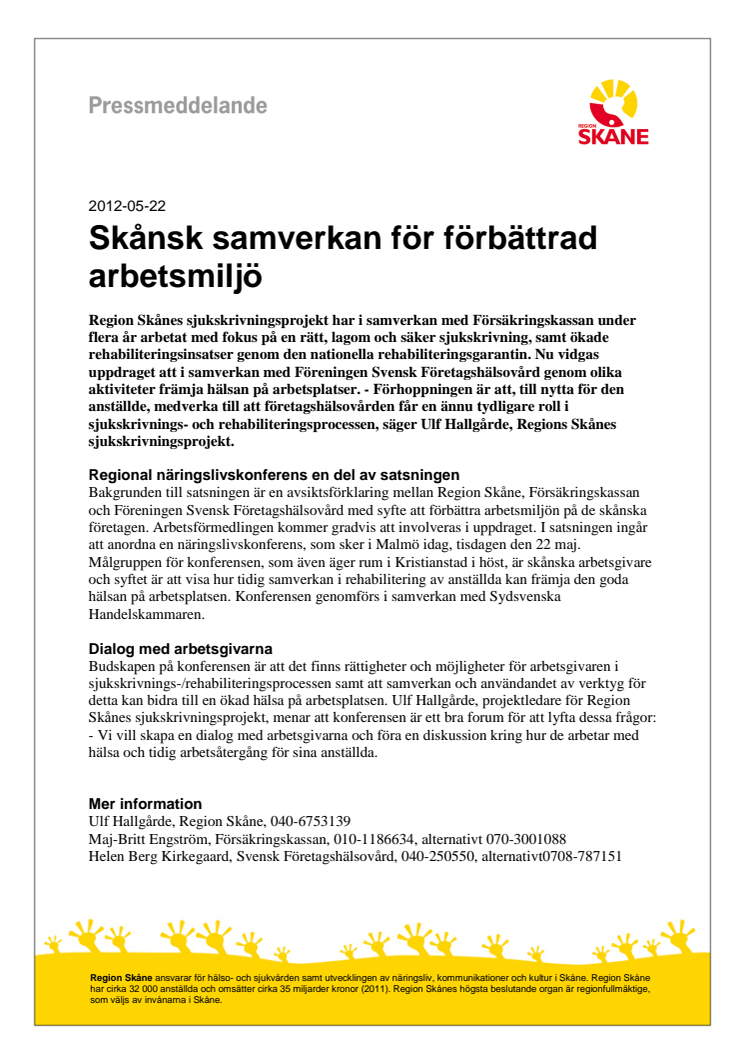 Skånsk samverkan för förbättrad arbetsmiljö