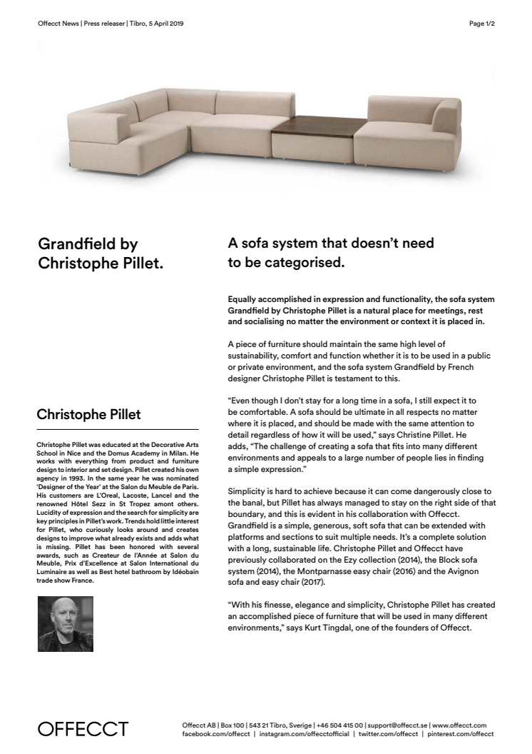 Offecct Press release Grandfield by Christophe Pillet_EN