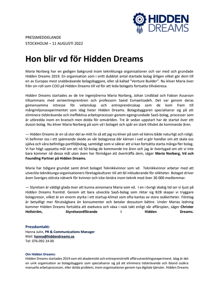 PM_Hidden Dreams_Hon blir vd för Hidden Dreams_220811.pdf