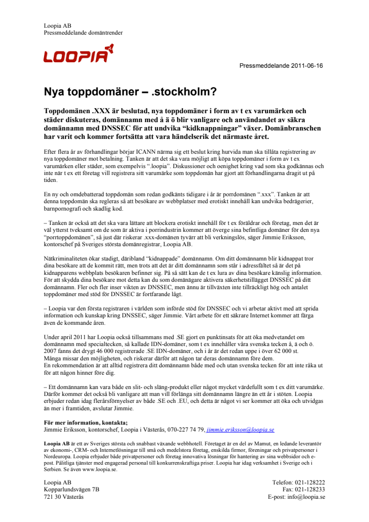Nya toppdomäner – .stockholm?