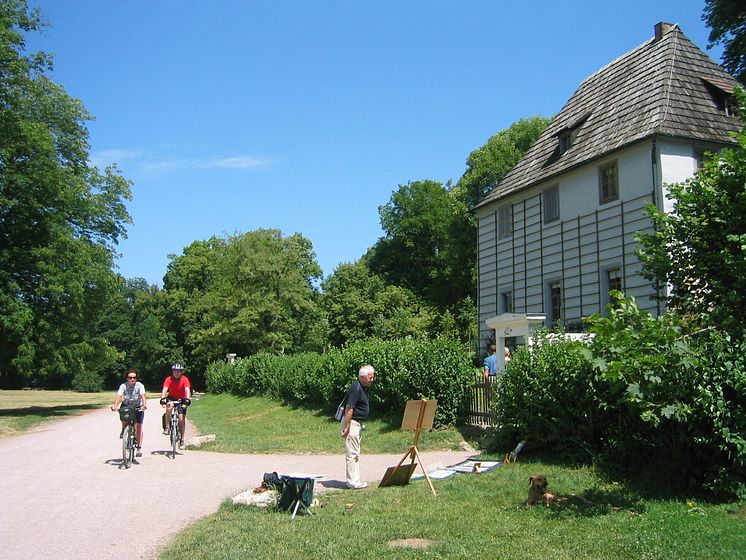 Weimar - cyklister ved Goethes Gartenhaus