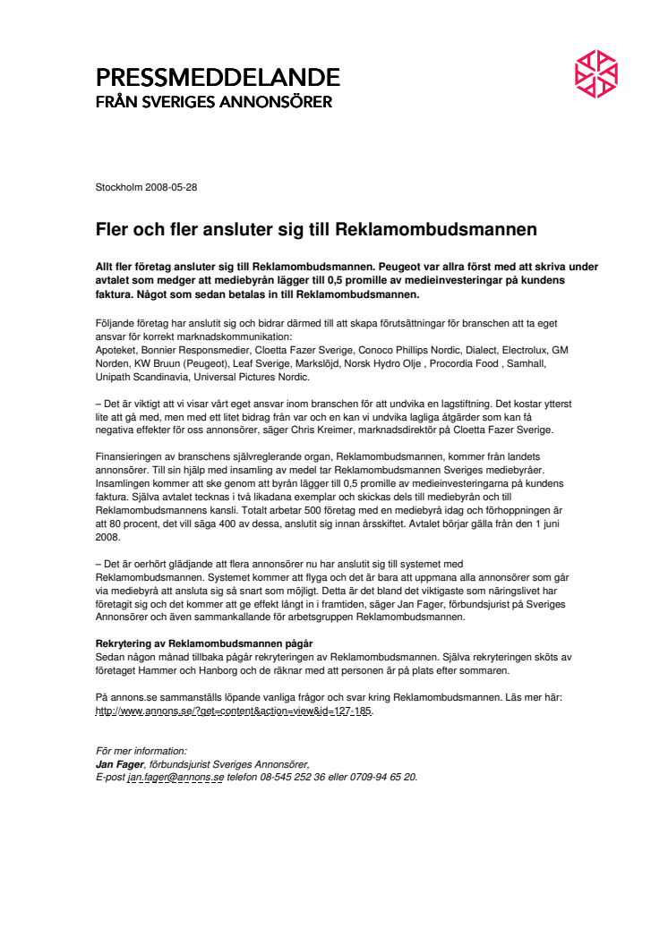 Fler och fler ansluter sig till Reklamombudsmannen