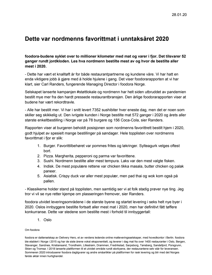 Dette var nordmenns favorittmat i unntaksåret 2020