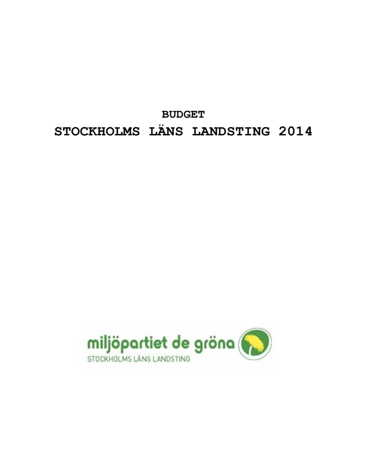 Miljöpartiets budget 2014