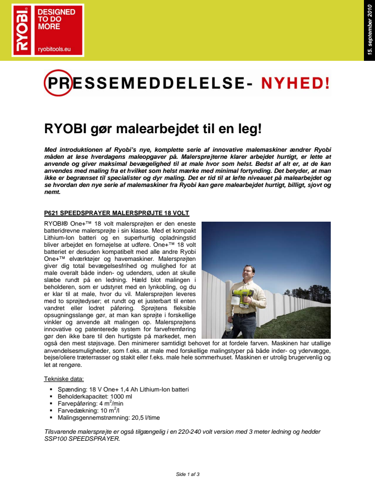 RYOBI gør malearbejdet til en leg!