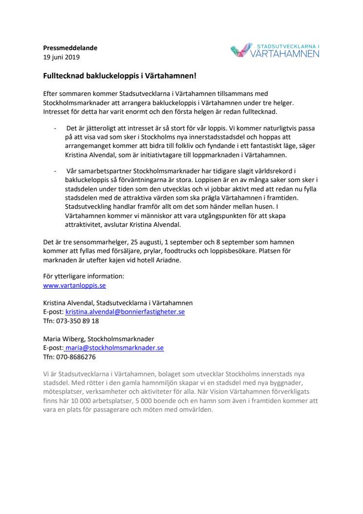 Fulltecknad bakluckeloppis i Värtahamnen!
