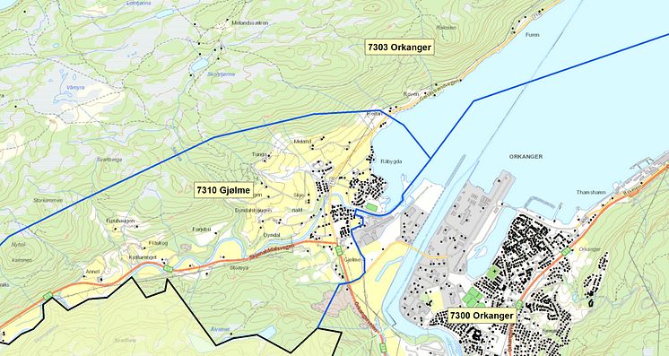 7300  Orkanger  - postnummerinndeling