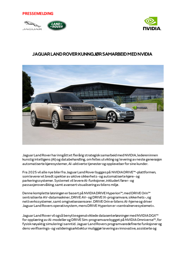 PRESSEMELDING Jaguar Land Rover kunngjør samarbeid med Nvidia.pdf