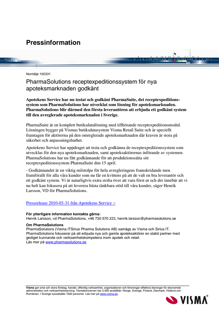 PharmaSolutions receptexpeditionssystem för nya apoteksmarknaden godkänt