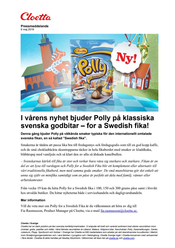 I vårens nyhet bjuder Polly på klassiska svenska godbitar – for a Swedish fika!