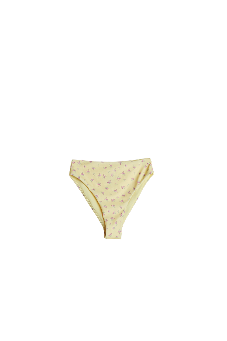 Lindsey high waist bikini brief - Yellow ditsy