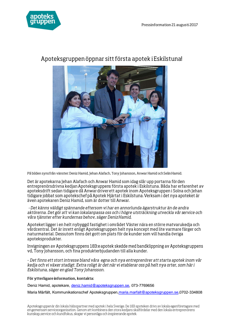 Apoteksgruppen öppnar sitt första apotek i Eskilstuna!