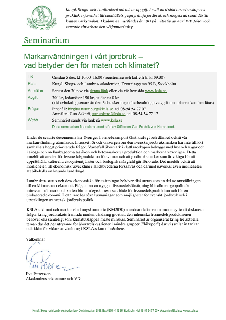 Seminarium 5 december: Markanvändningen i vårt jordbruk – vad betyder den för maten och klimatet? 