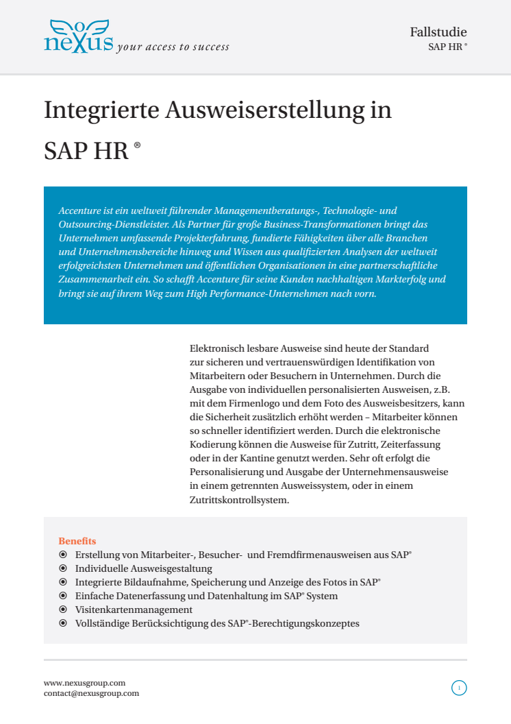 Fallstudie: Integrierte Ausweiserstellung in SAP HR ®