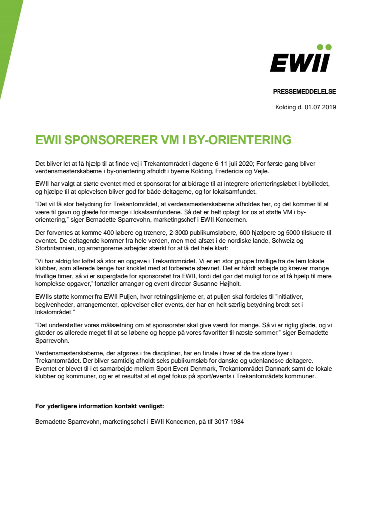 EWII sponsorerer VM i by-orientering 