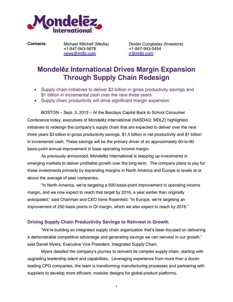 Mondelēz International Drives Margin Expansion Through Supply Chain Redesign