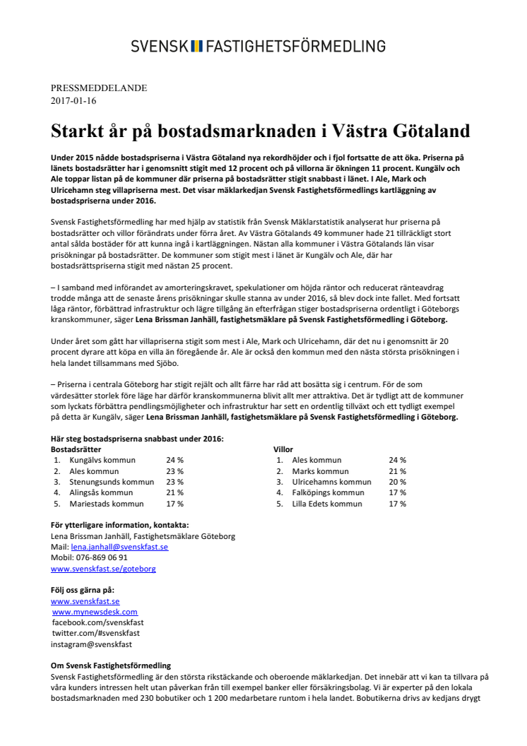 Starkt år på bostadsmarknaden i Västra Götaland 