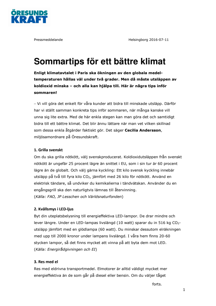 Sommartips för ett bättre klimat