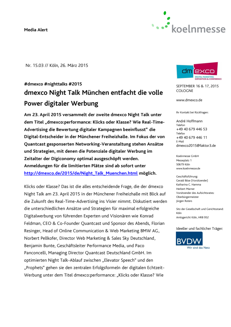 dmexco Night Talk München entfacht die volle Power digitaler Werbung