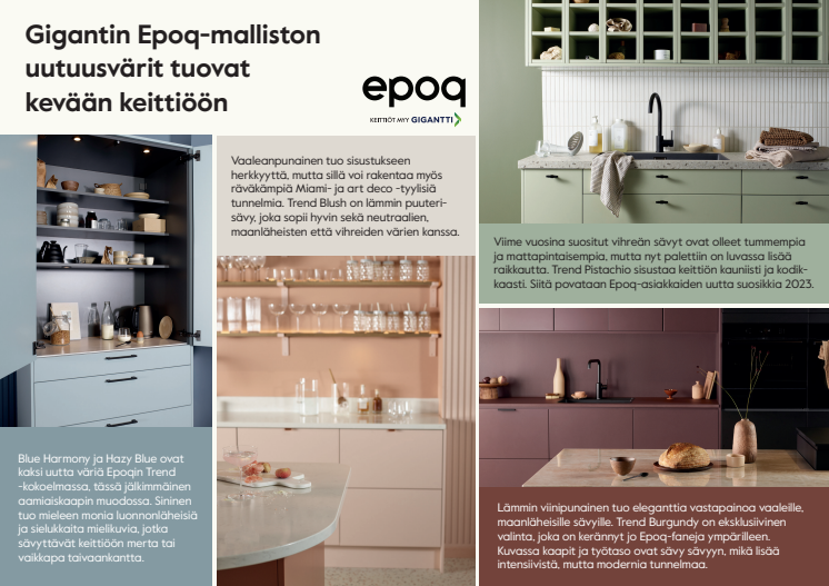 Epoq-keittiöt - väri-inspiraatiot 2023