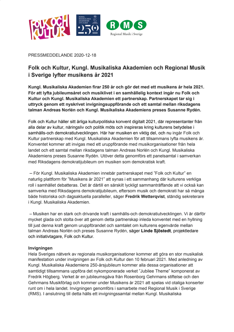 Pressmeddelande_ Folk och Kultur, Kungl. Musikaliska Akademien och Regional Musik i Sverige lyfter musikens år 2021_181220 (1).pdf