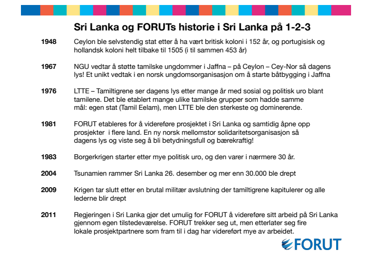 FORUTs historie i Sri Lanka