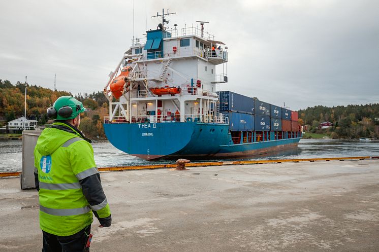 First container delivery port of Arendal 23.10.23