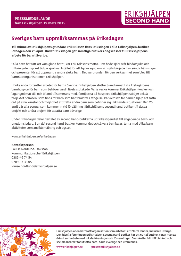 Sveriges barn uppmärksammas på Eriksdagen