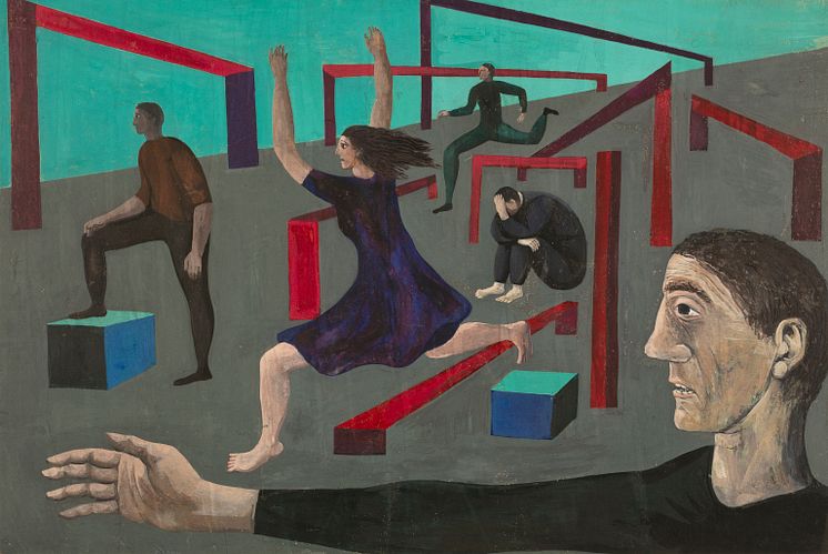 Peter Weiss, Teaterskiss, 1955, gouache på kartong. 