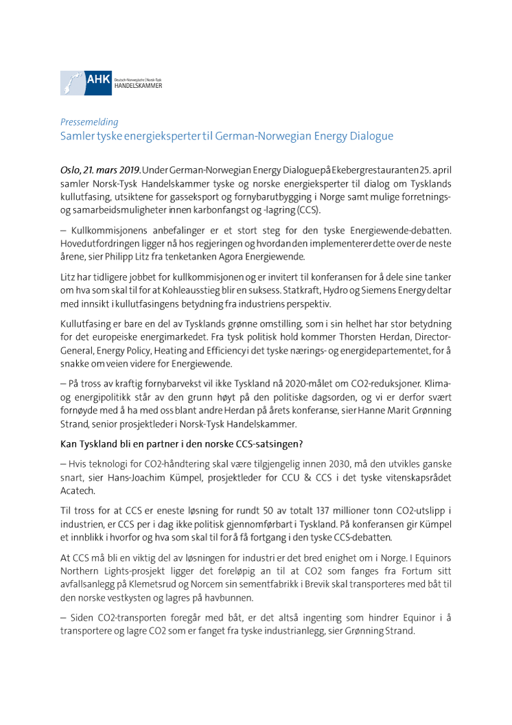 Samler tyske energieksperter til German-Norwegian Energy Dialogue 