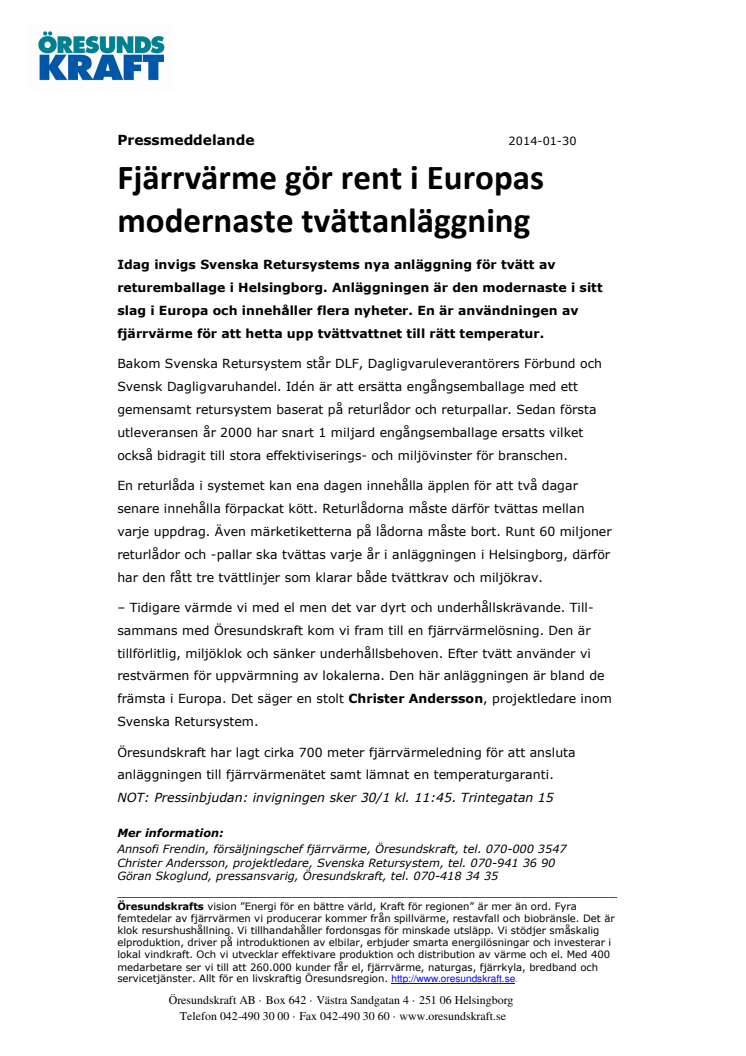 Fjärrvärme gör rent i Europas modernaste tvättanläggning