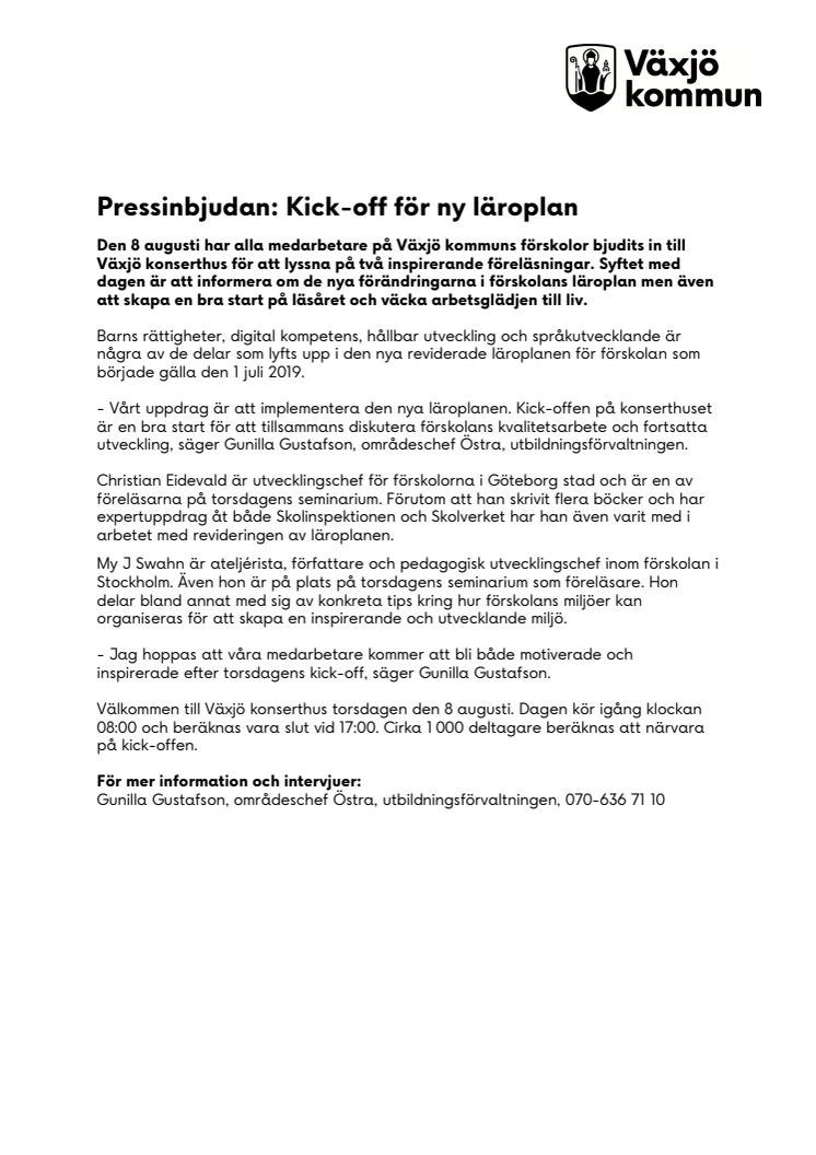 Pressinbjudan: Kick-off för ny läroplan