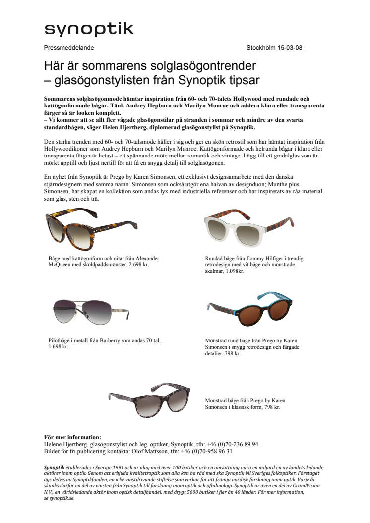 Här är sommarens solglasögontrender  – glasögonstylisten från Synoptik tipsar
