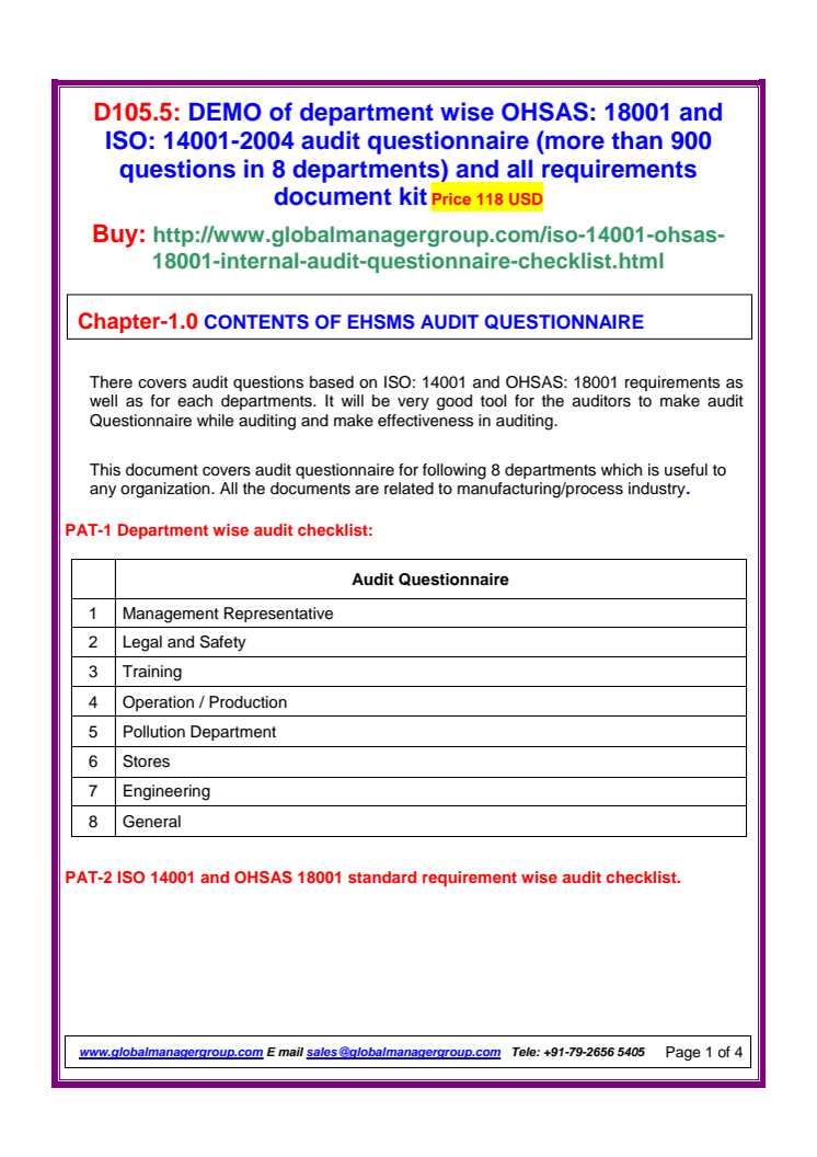HSE Audit Checklist