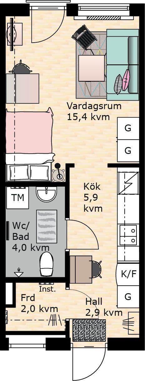 Planlösning - "FLEX" 1 RoK