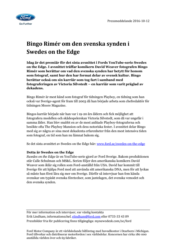 Bingo Rimér om den svenska synden i Swedes on the Edge