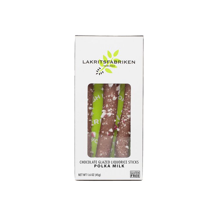 Lakritsfabriken Mini Liquorice Sticks Polka Milk Chocolate, 45 gram