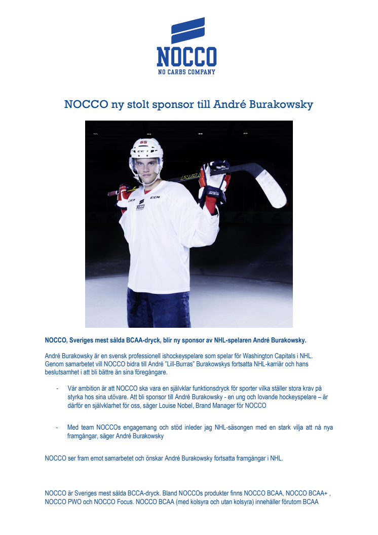 NOCCO ny stolt sponsor till André Burakovsky 