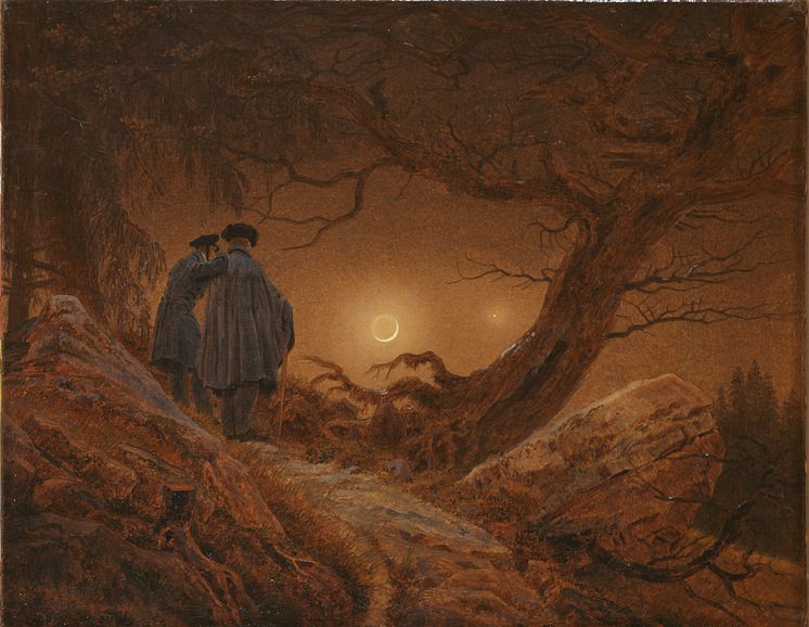Alene med naturen. Caspar David Friedrich, To menn betrakter månen, 1819/20