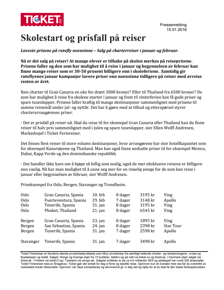 Skolestart og prisfall på reiser