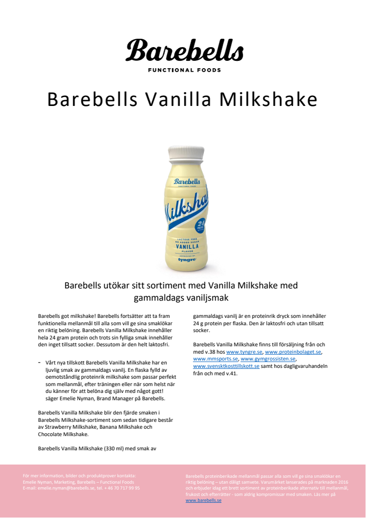 Barebells Vanilla Milkshake 