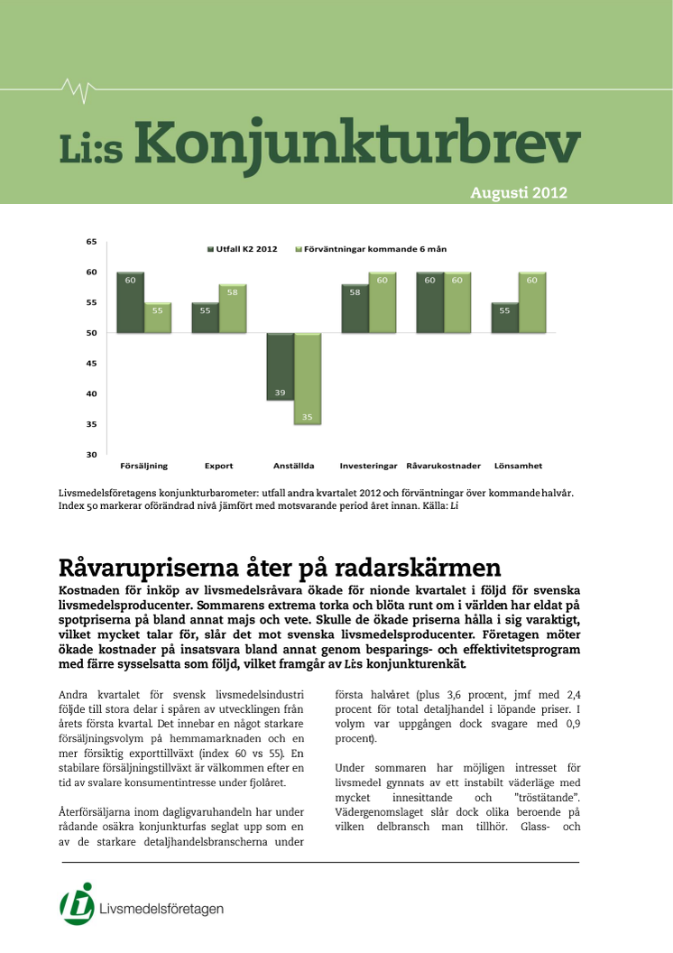 Blöta och hetta ger stora kostnadsökningar för svensk livsmedelsindustri