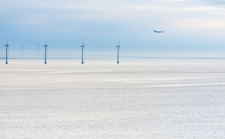 Vindmøller i Danmark ved Kastrup flyplass og Øresundbroen