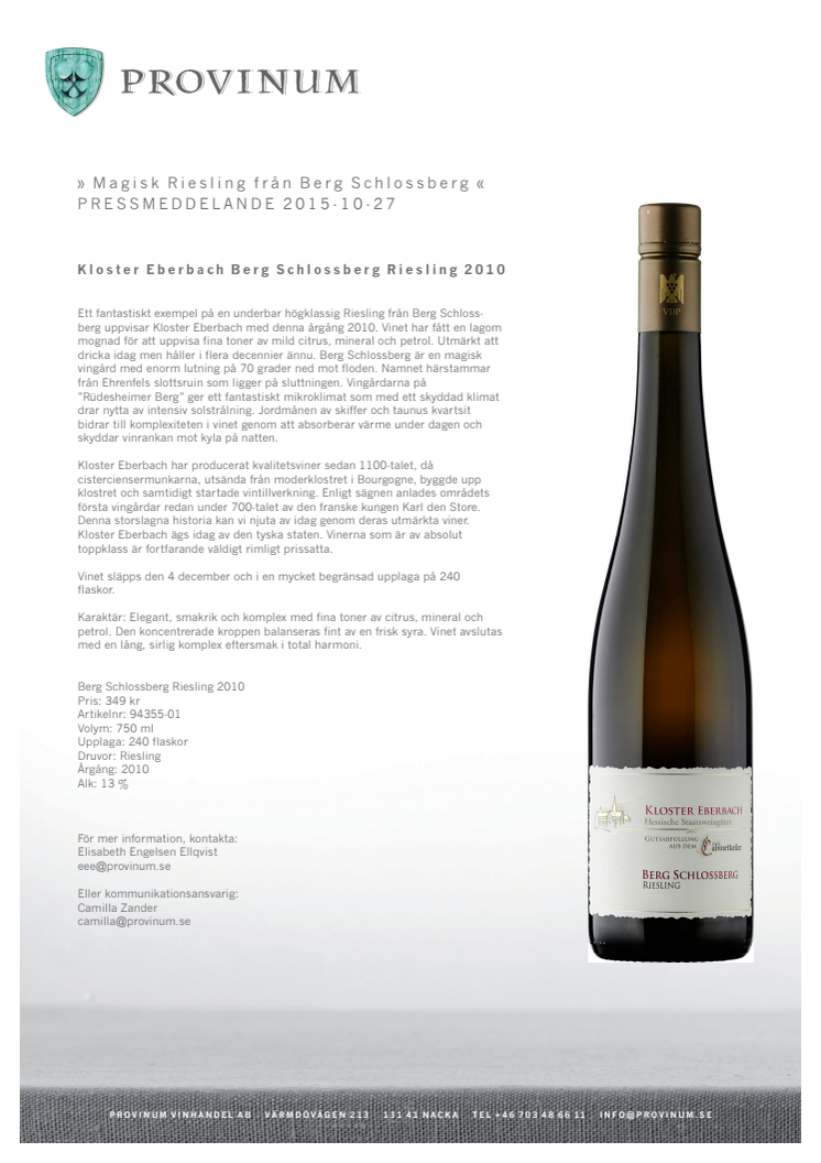 Magisk Riesling från Berg Schlossberg